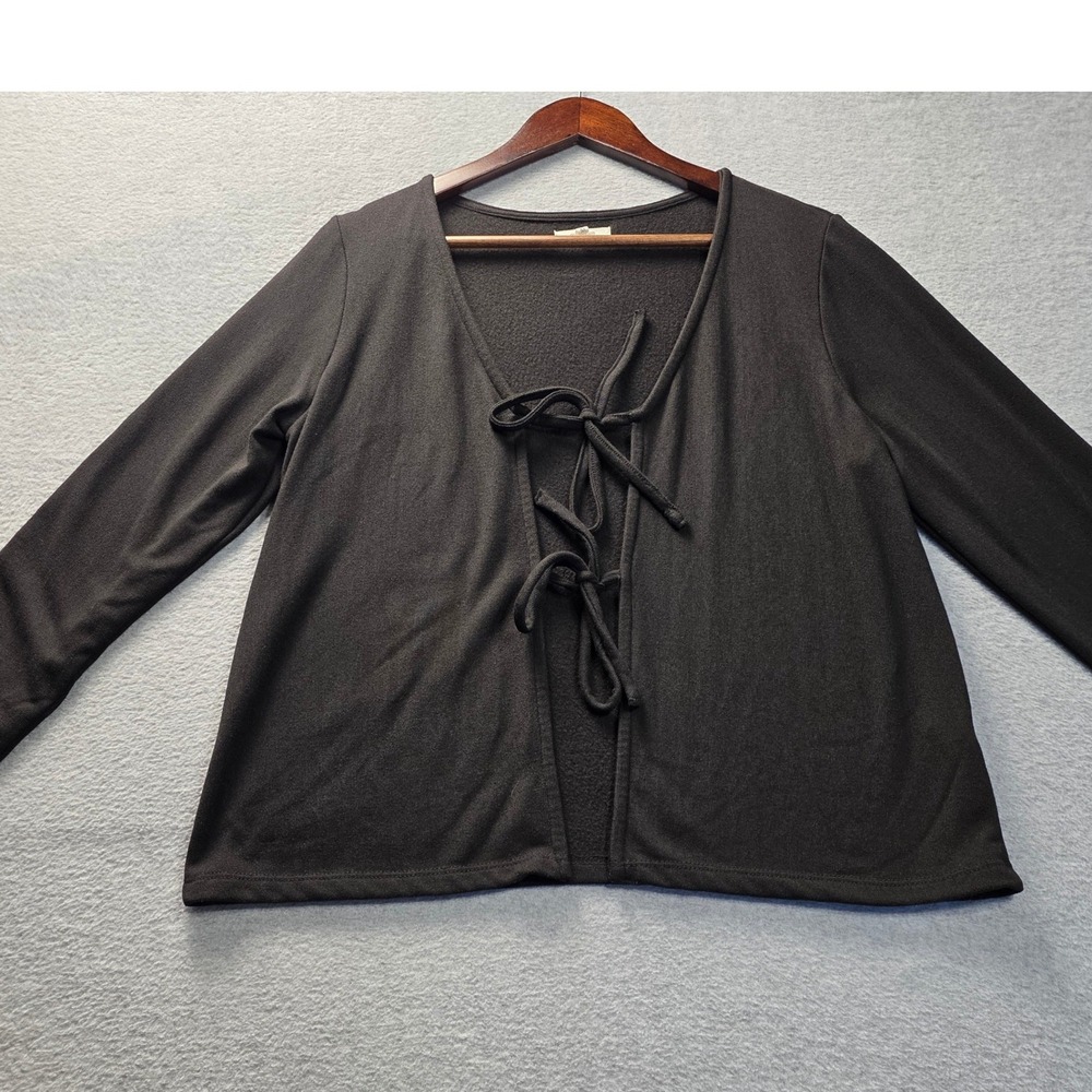 Maurices Womens Black Long Sleeve Front Tie Bow Cardigan Sweater Size‎ M